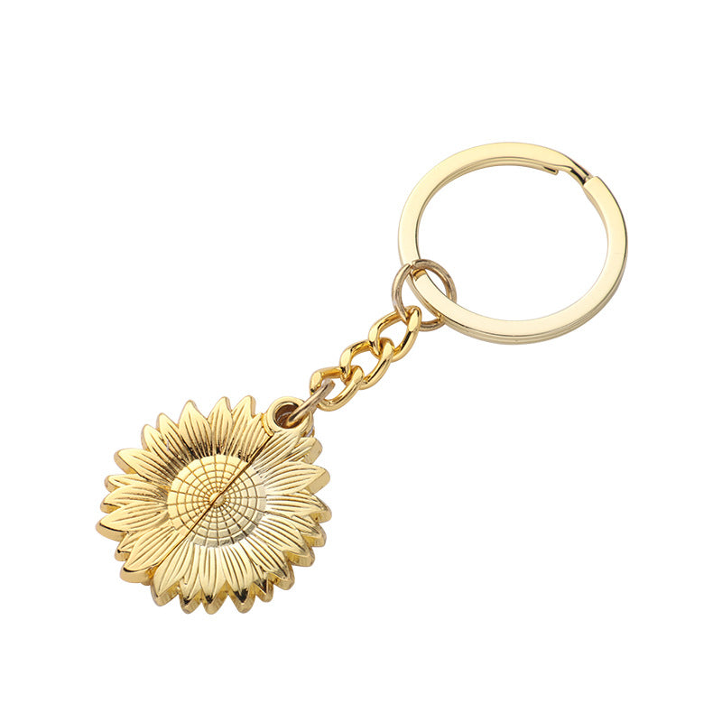 Wholesale Heat Transfer Blank Sunflower Angel Wings Metal Keychain